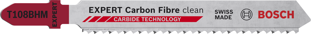 Mata gergaji ukir Bosch EXPERT Carbon Fiber dengan gigi karbida.