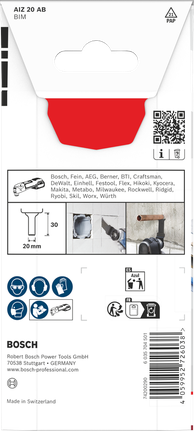 Pisau pemotong multi material Bosch AIZ 20 AB 20×30 mm.