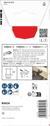 Pisau pemotong kayu Bosch Starlock 32×60 mm.