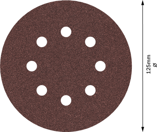 Cakram pengamplas Bosch PRO E466 125mm, 8 lubang.