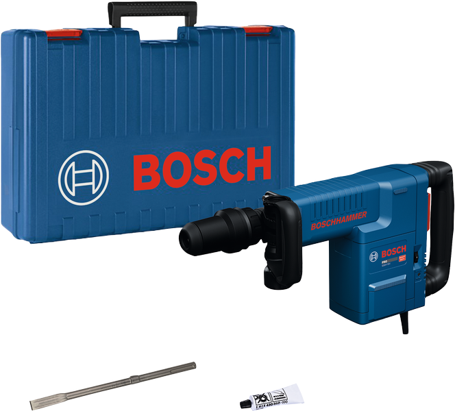 Palu penghancur Bosch GSH 11 EV beserta kotaknya.