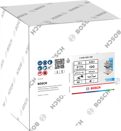 Cakram amplas Bosch X451 115 mm G120, kemasan isi 15 buah.