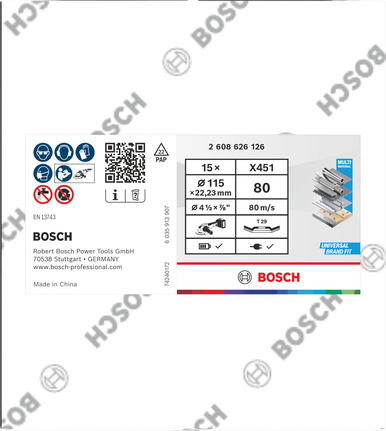 Bosch X451 Flap Disc 115 mm G80 T29, kemasan isi 15.