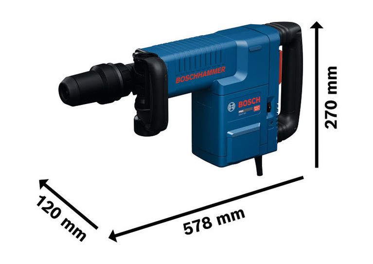 Palu penghancur Bosch GSH11EV SDS maks beserta dimensinya.