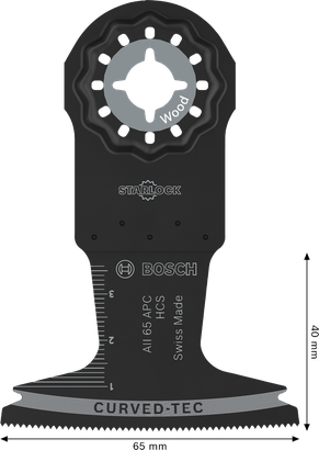 Mata pisau pemotong kayu Bosch AII 65 APC Starlock 65x40 mm.