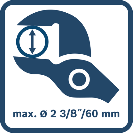 Kapasitas maksimal 2 3/8 inci (60 mm).