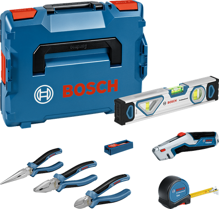 Set tang dan perkakas tangan campuran Bosch 16 buah beserta kotaknya.