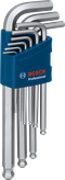 Set kunci Allen segi enam Bosch S2 9 buah dalam wadah biru.