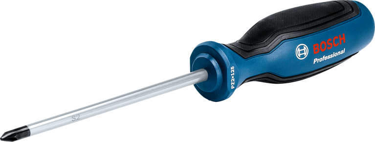 Obeng Bosch PZ2x125 dengan gagang ergonomis.