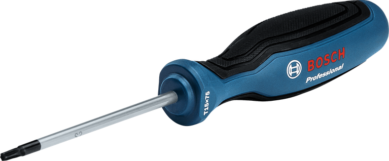 Obeng profesional Bosch TX15x75 dengan gagang baja S2.