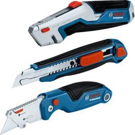 Set pisau Bosch 3 buah dengan pegangan ergonomis.