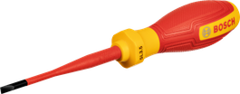 Obeng Bosch VDE SL3.5x75 dengan gagang berinsulasi.