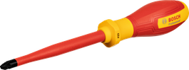 Obeng Bosch VDE PZ3x125 dengan gagang berinsulasi.