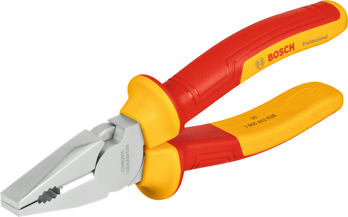 Tang kombinasi Bosch VDE 180 mm untuk pekerjaan listrik.