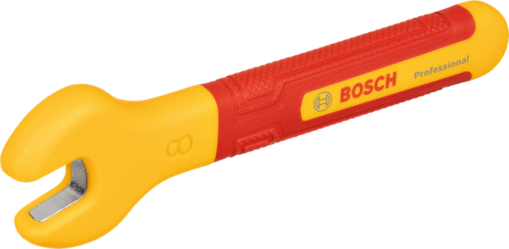 Kunci pas Bosch VDE 8 mm dengan gagang berinsulasi.