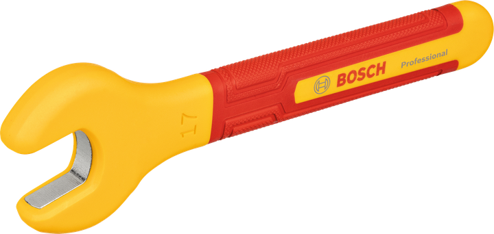 Kunci pas Bosch VDE 17mm dengan isolasi ujung terbuka.