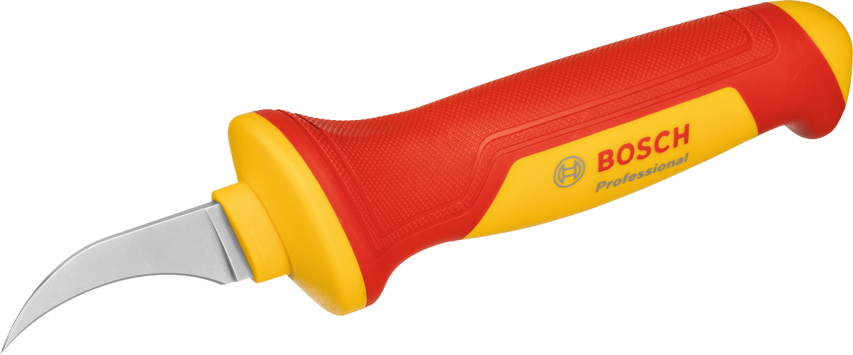 Pisau bongkar pasang Bosch VDE dengan gagang berinsulasi.