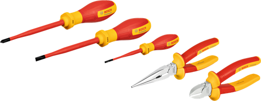 Set Perkakas Tangan Bosch VDE 5 buah untuk pekerjaan kelistrikan.