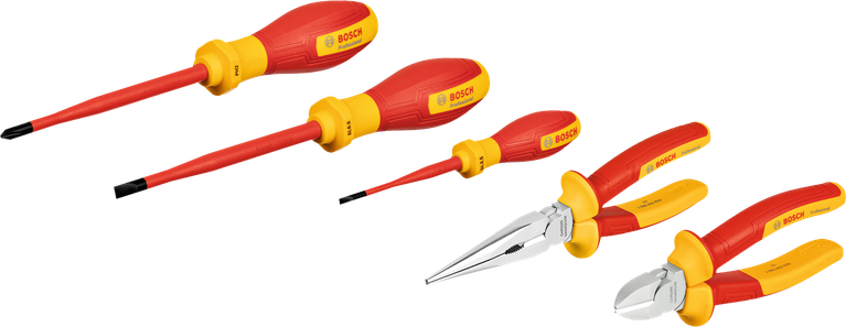 Set Perkakas Tangan Bosch VDE 5 buah untuk pekerjaan kelistrikan.
