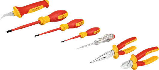 Set Perkakas Tangan Bosch VDE, 7 buah berinsulasi.
