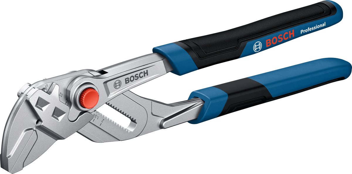 Kunci pas tang sanitasi Bosch 250 mm dengan pegangan ergonomis.