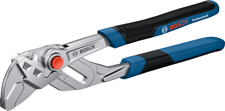 Kunci pas tang sanitasi Bosch 250 mm dengan pegangan ergonomis.