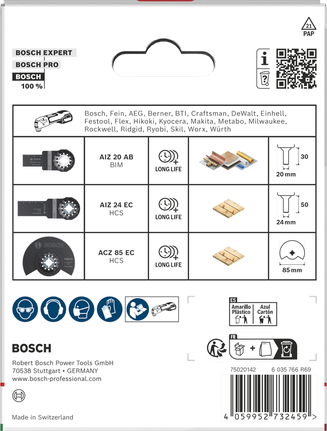 Set pisau kayu dan logam lunak Bosch 3 pcs.