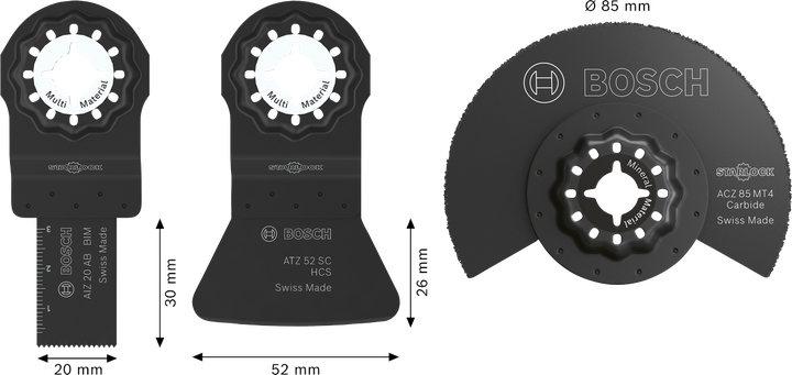 Set Mata Pisau Keramik Bosch 3 pcs dengan dudukan Starlock.