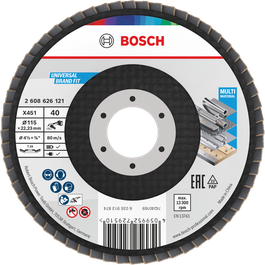 Cakram amplas Bosch X451 115 mm G40 untuk berbagai material.