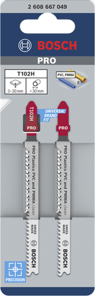 Mata gergaji ukir Bosch PRO Plastics PVC dan PMMA bersih T102H.