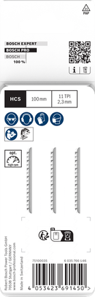 Mata gergaji jigsaw Bosch PRO Plastics T102H 100mm, 3 kemasan.