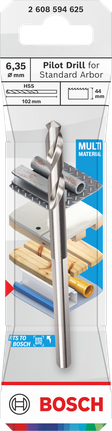 Bor pilot Bosch HSS-G 6,35 x 44 mm untuk arbor standar.
