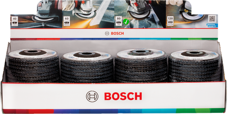 Kotak pajangan Bosch X451 Flap Disc 125 mm G80 T27.