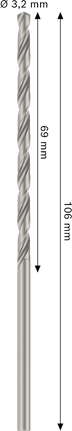 Mata bor putar Bosch PRO Metal HSS-G 3,2x69x106 mm.