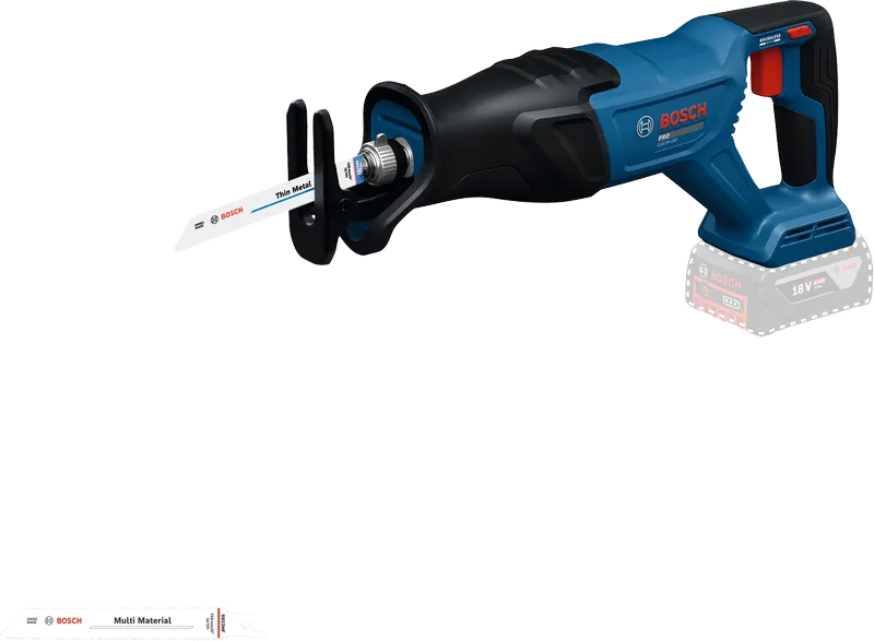 Gergaji bolak-balik Bosch GSA 18V-28 dengan mata gergaji.