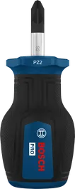 Obeng Pendek Bosch PRO PZ2 x 25 mm dengan pegangan ergonomis.