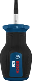 Obeng Pendek Bosch PRO TX20 dengan pegangan ergonomis.
