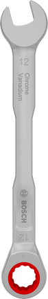 Kunci kombinasi ratchet Bosch 12 mm Chrome Vanadium.