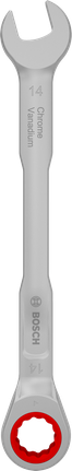 Kunci kombinasi ratchet Bosch 14 mm dengan krom vanadium.
