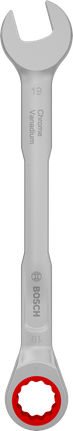 Kunci kombinasi ratchet Bosch 19 mm Chrome Vanadium.