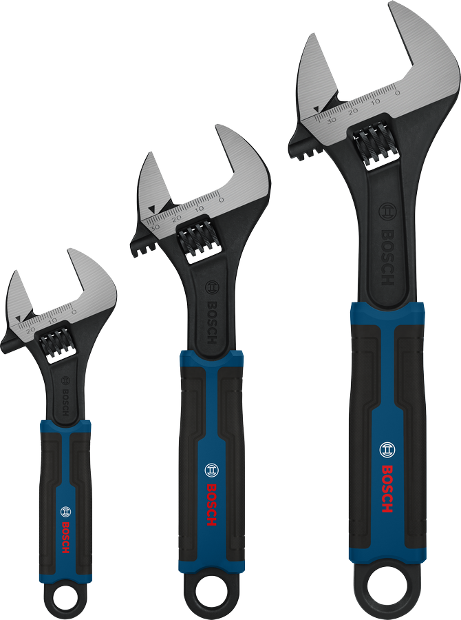 Set kunci pas yang dapat disetel Bosch 150, 200, 250 mm.