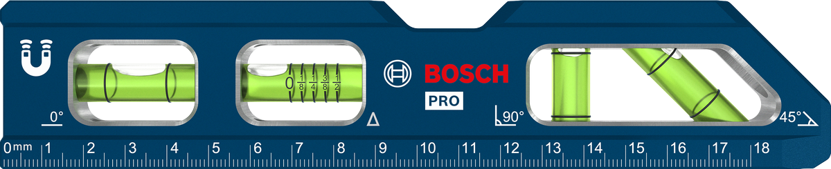 Bosch PRO Billet Torpedo Level 200 mm dengan alas magnet.