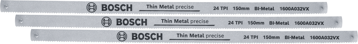 Mata gergaji besi bi-metal Bosch 150 mm 24 TPI untuk logam tipis.