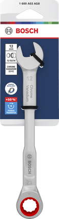 Kunci kombinasi ratchet Bosch 12 mm krom vanadium.