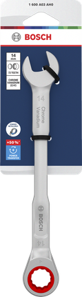 Kunci kombinasi ratchet Bosch 14 mm krom vanadium.