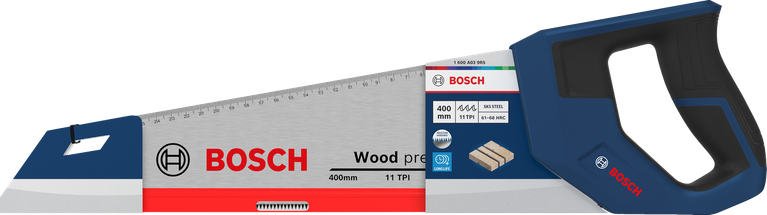 Gergaji tangan Bosch 400 mm 11 TPI SK5 baja untuk kayu.