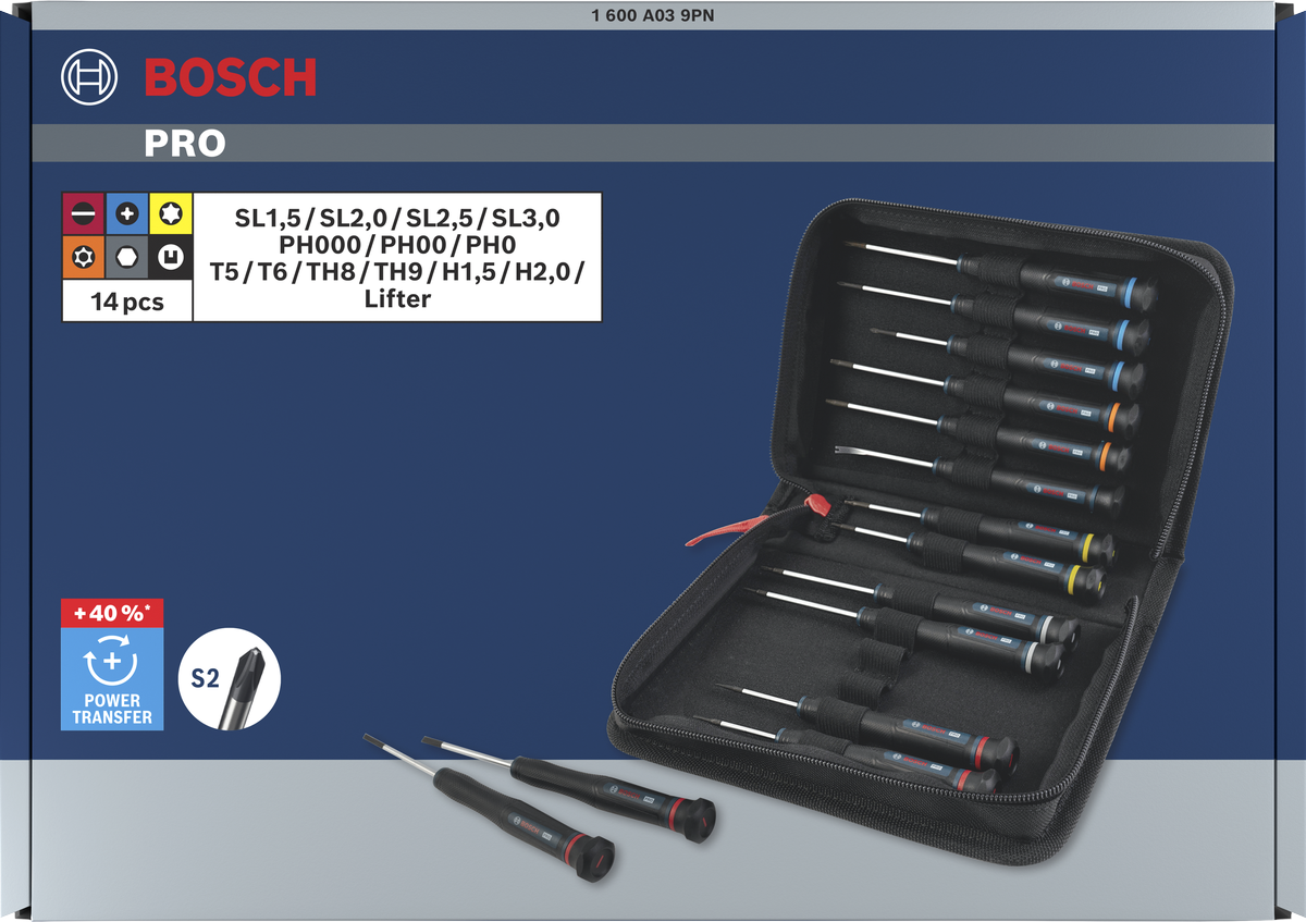 Set Obeng Presisi PRO PH/SL/TX/TH/H, 14 buah