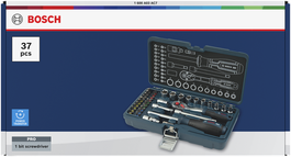 Set kunci ratchet Bosch 1/4" isi 37 buah dalam kotak keras.