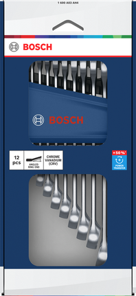 Set kunci kombinasi Bosch 12 buah, 6-19 mm, torsi +50%.