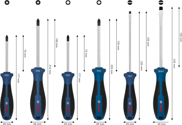 Set Obeng, PH/PZ/SL, 6 buah
